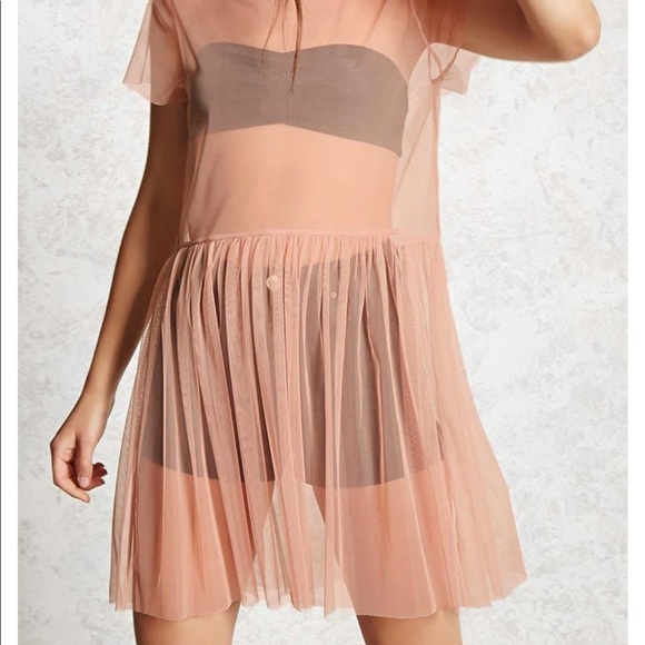 Sheer mesh dress in blush - Picture 3 of 3